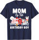 Mom Of The Birthday Boy Farm Animals Birthday Party T-Shirt - T-Shirt | Navy