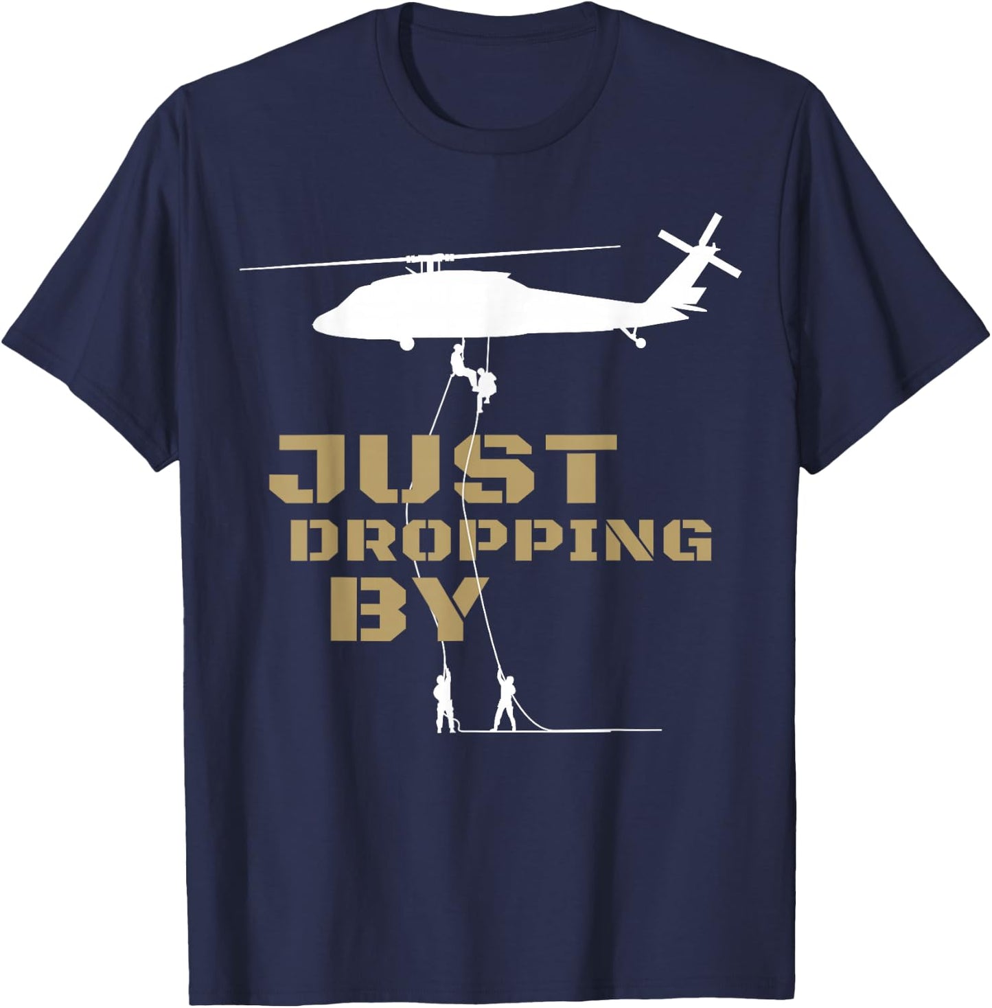 UH-60 Black Hawk Helicopter Rappelling Abseiling Soldiers T-Shirt - T-Shirt | Navy