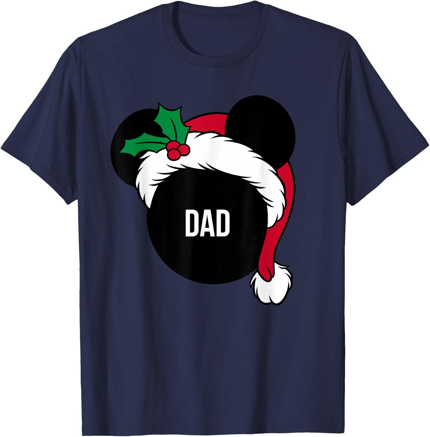 Disney Santa Hat Mickey Christmas Family Matching Dad T-Shirt - T-Shirt | Navy