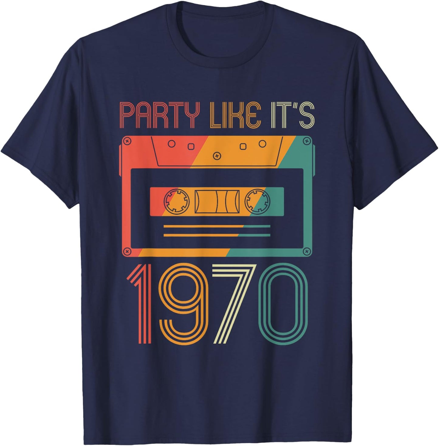 70's, 1970s, Seventies, Party Like Its 1970, Cassette Tape T-Shirt - T-Shirt | Navy
