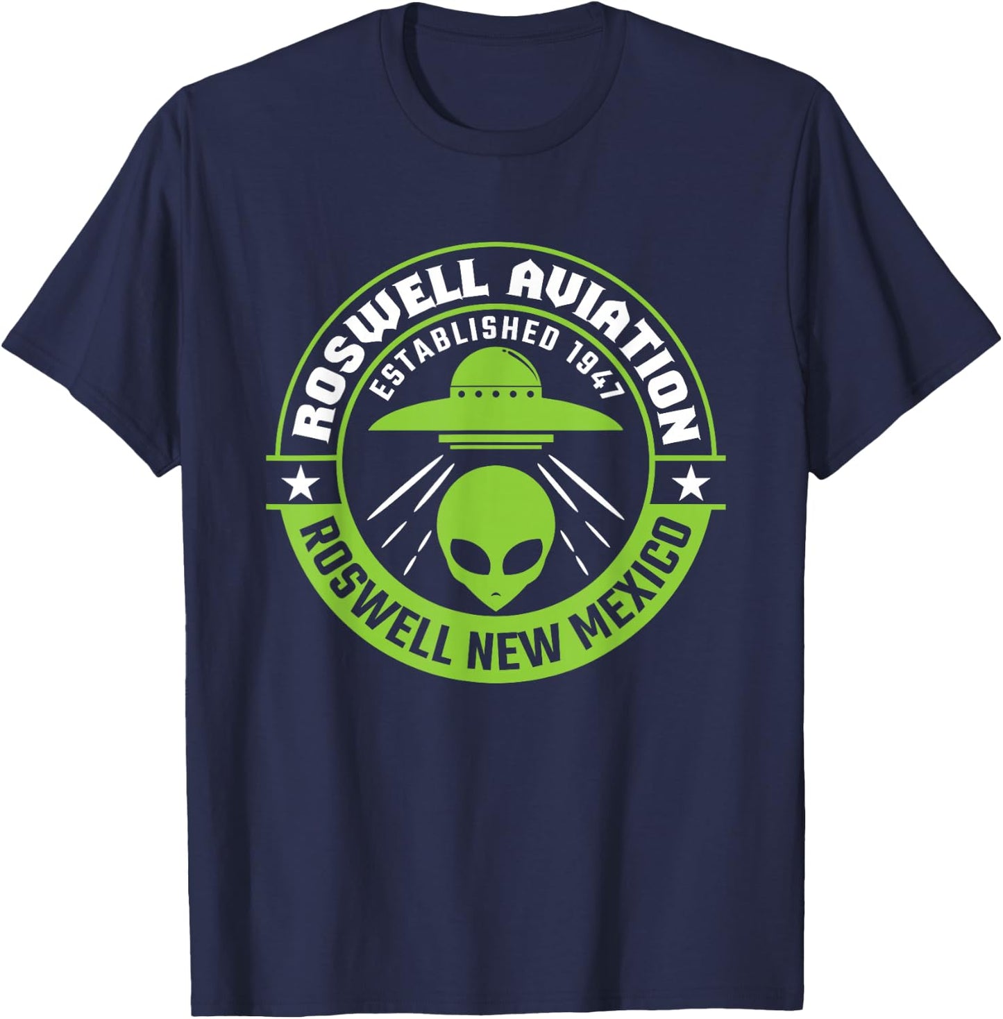 Roswell Aviation Established 1947 Alien T-Shirt - T-Shirt | Navy