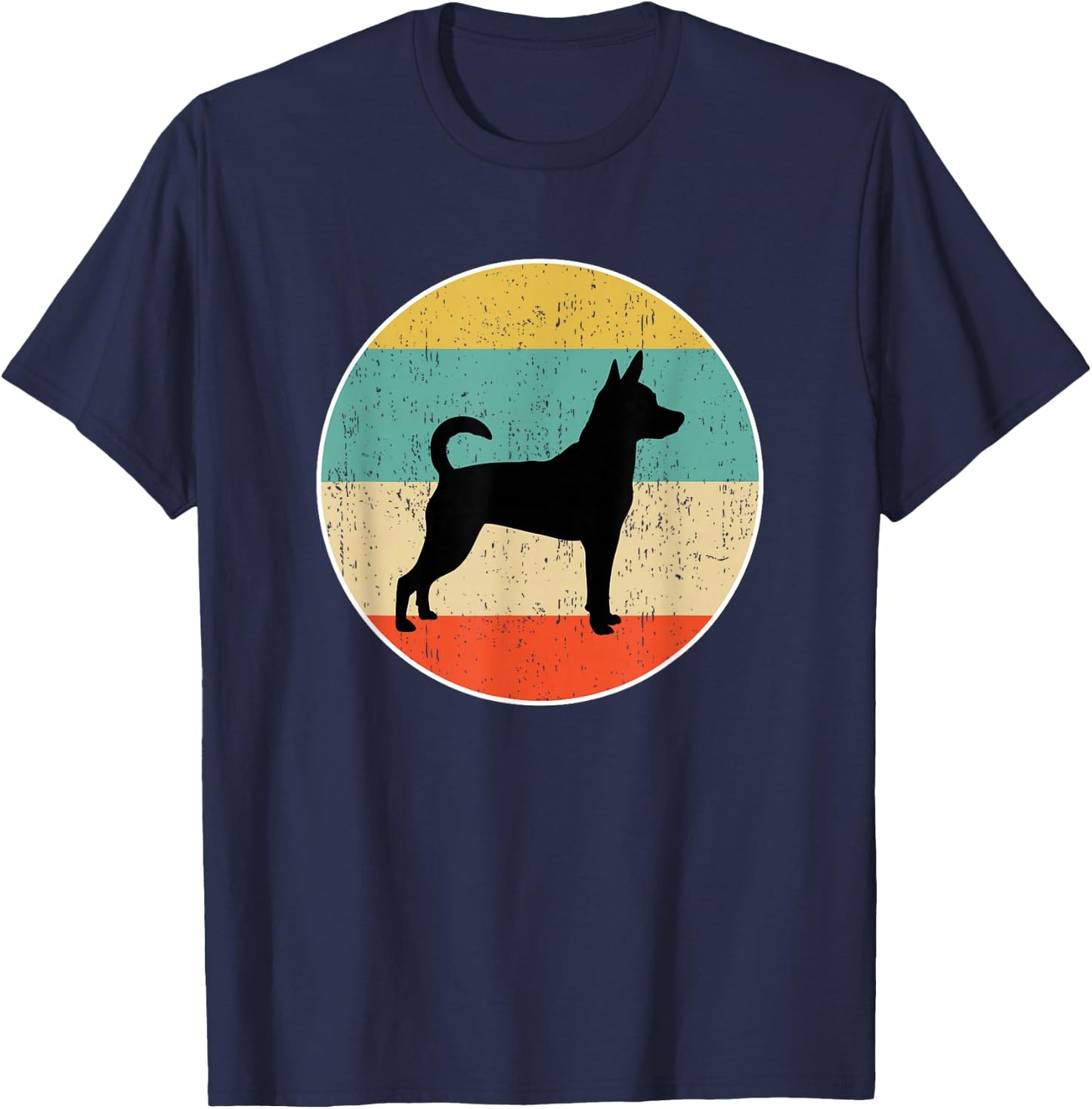 Rat Terrier Shirts & Gifts -Adults, Kids Black Cotton Blend Retro Graphic T-Shirt - T-Shirt | Navy