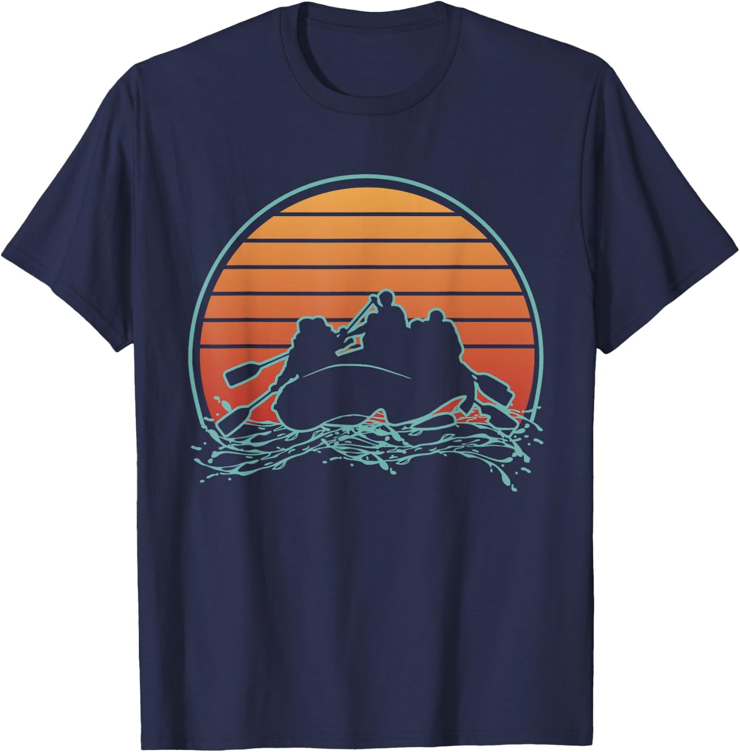 Retro Vintage Style White Water Rafting Rafters T-Shirt - T-Shirt | Navy