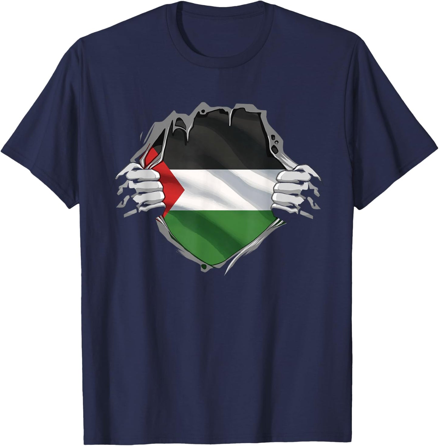 Palestine Shirt Palestinian Flag Arabic Roots Heritage DNA T-Shirt - T-Shirt | Navy