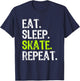 Eat Sleep Skate Repeat Skating Skater Ice Roller Funny T-Shirt - T-Shirt | Navy