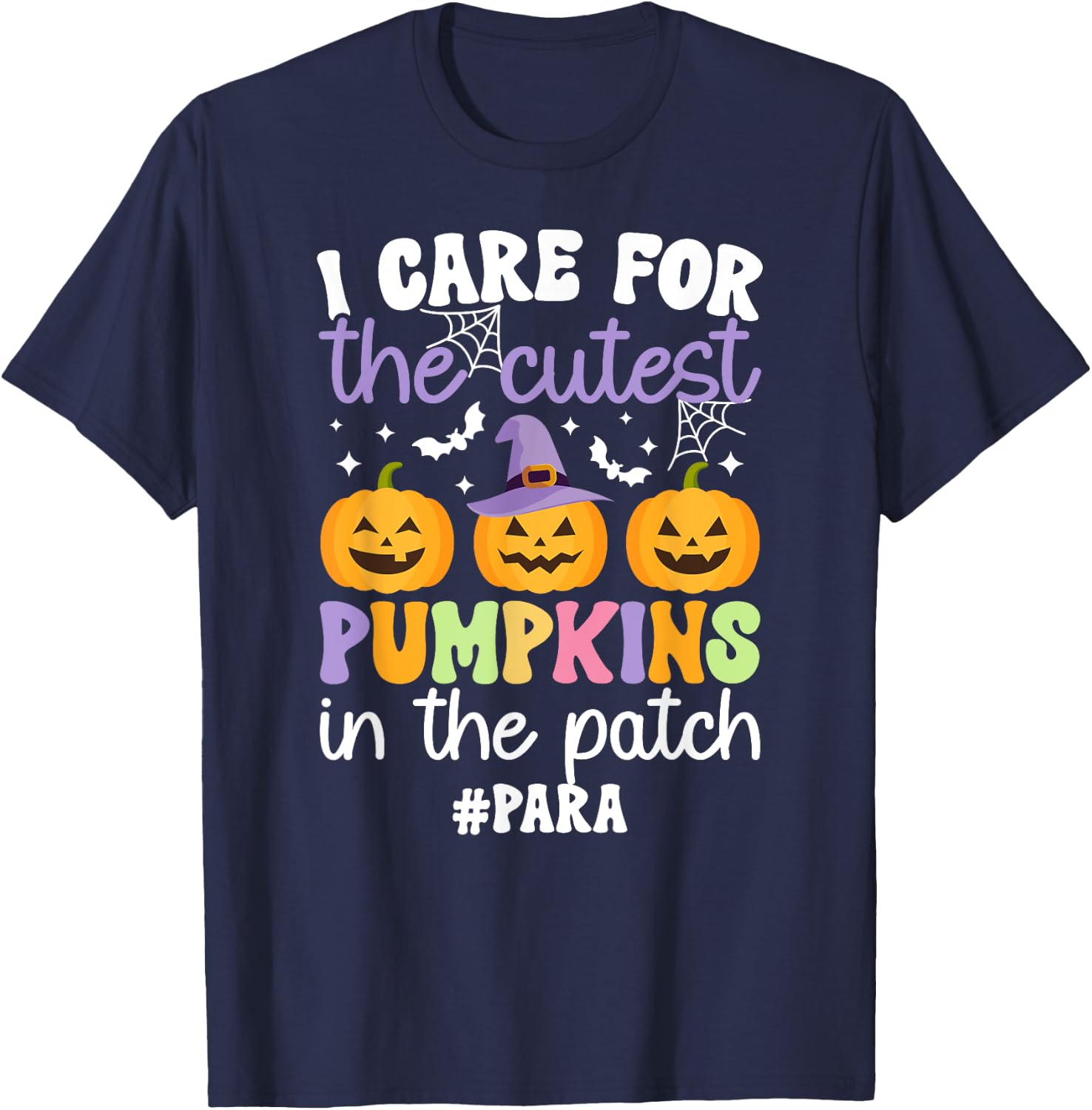 Cutest Pumpkins Spooky Para Halloween Paraprofessional T-Shirt - T-Shirt | Navy
