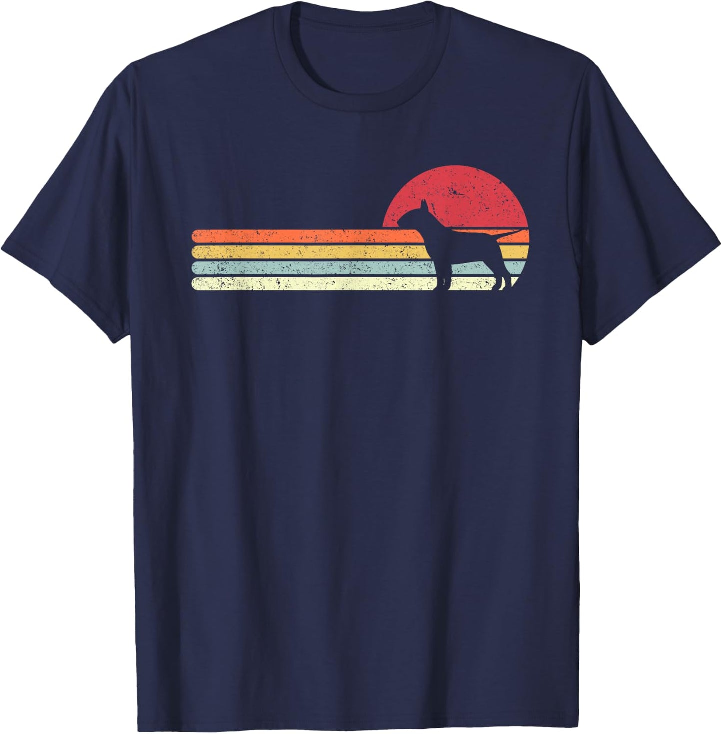 Pack A Punch Bull Terrier Retro Style - Men's -Adults Black Short Sleeve Classic Fit Cotton Blend - Small T-Shirt - T-Shirt | Navy