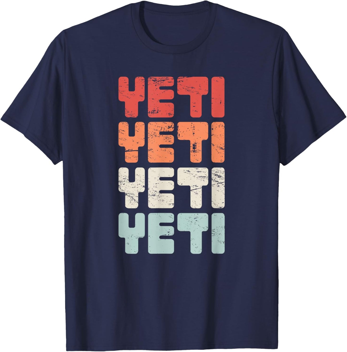 Retro Distressed YETI Bigfoot Vintage T-Shirt - T-Shirt | Navy