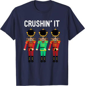 Crushin It Flossing Nutcracker Christmas Dance T-Shirt - T-Shirt | Navy