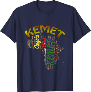 Africa, Kemet, Egyptian Style African Continent Word Cloud T-Shirt - T-Shirt | Navy