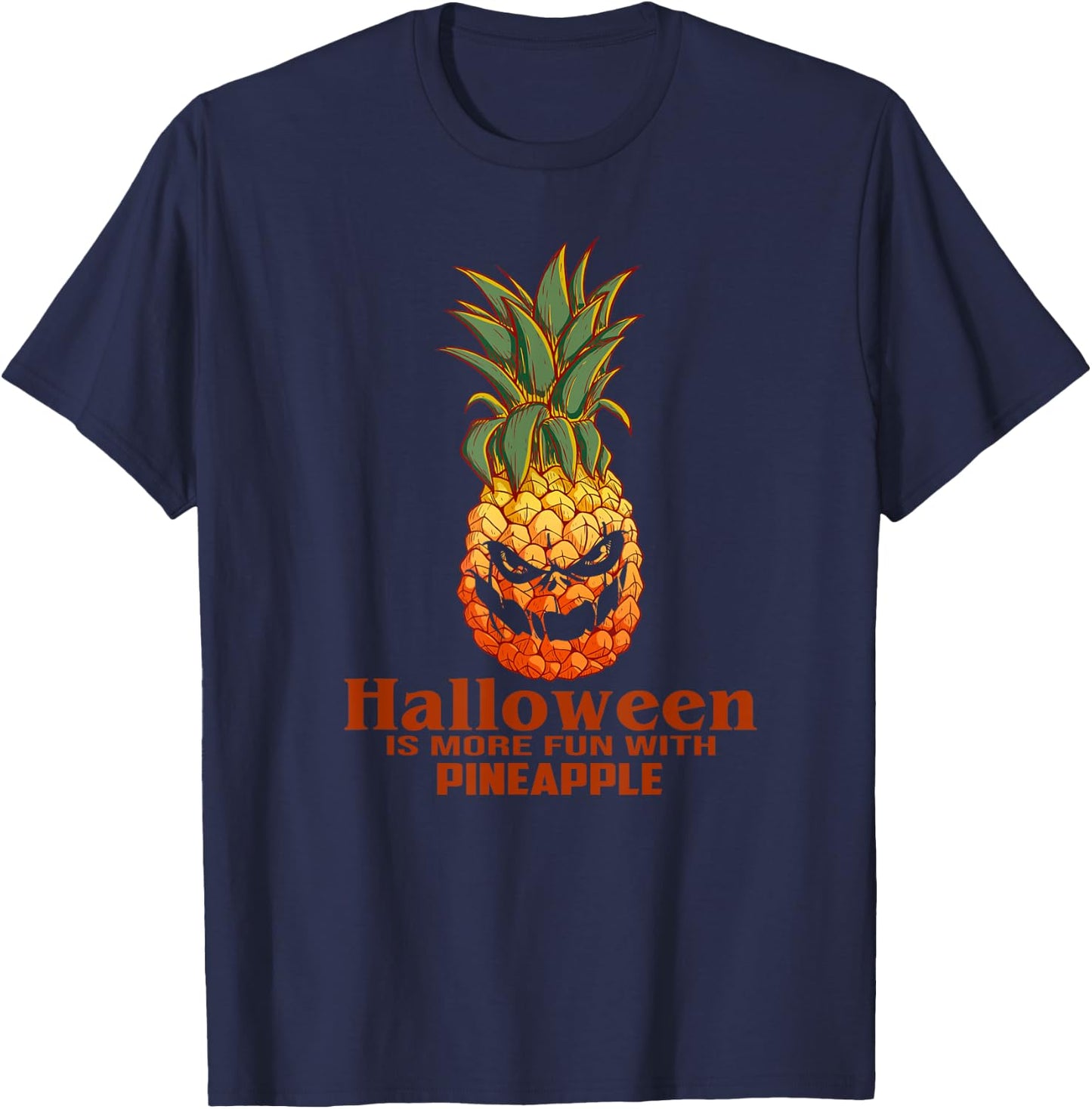 Scary Halloween Pineapple Pumpkin Fun Costume T-Shirt - T-Shirt | Navy