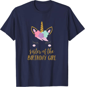 Cute Unicorn Sister Shirt, Sister of the Birthday Girl T-Shirt - T-Shirt | Navy