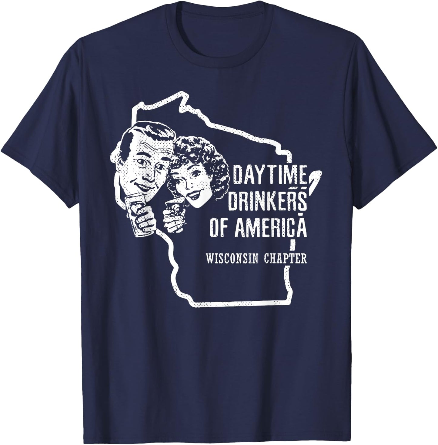 Wisconsin Day Drinking Shirt Beer Wine Drinker Alcohol Gift T-Shirt - T-Shirt | Navy