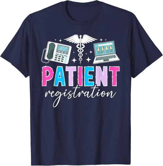Patient Registration Clerk Patient Registrar T-Shirt - T-Shirt | Navy