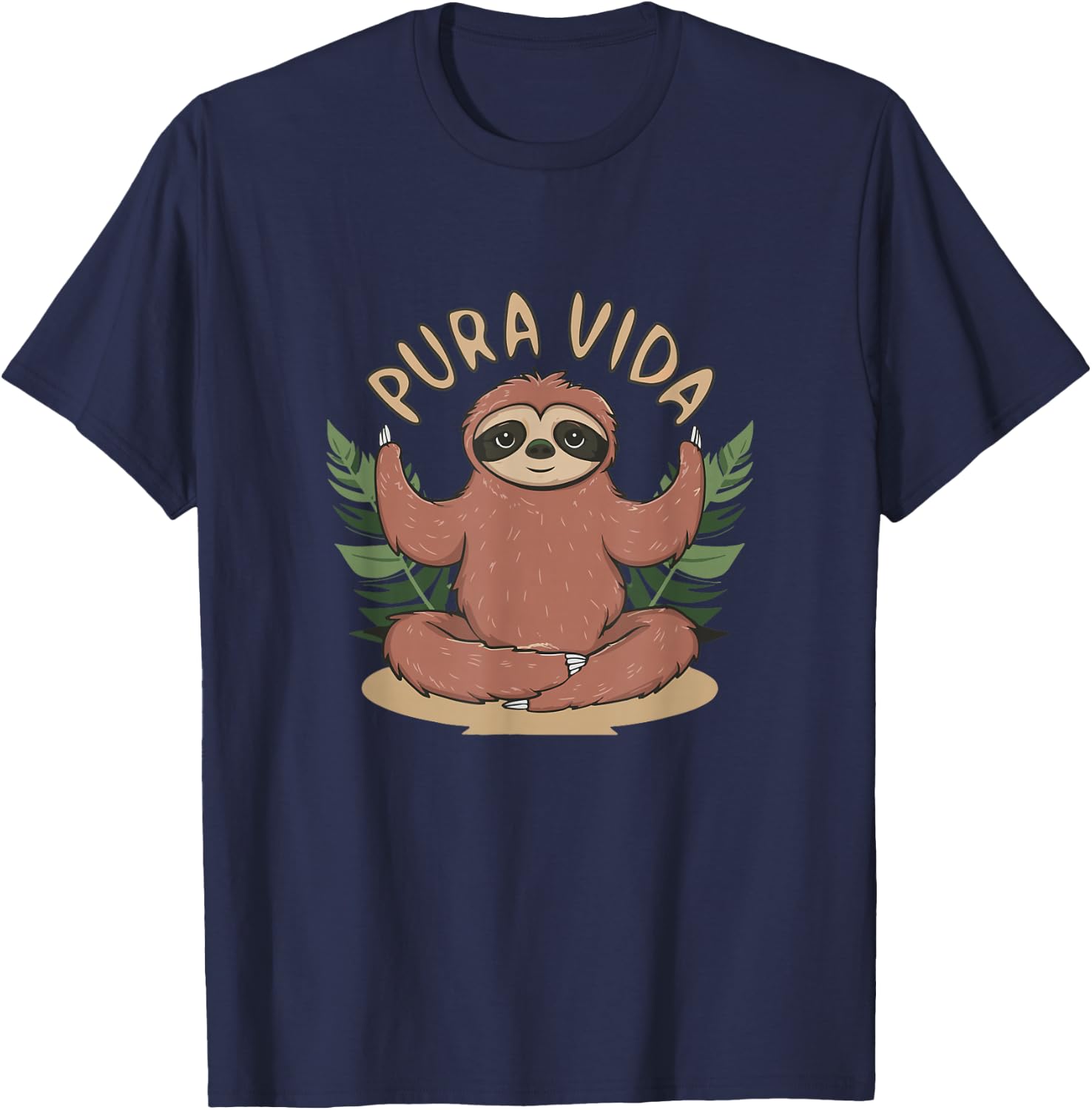 Pura Vida Costa Rica Yogi Sloth Meditation - Costa Rican T-Shirt - T-Shirt | Navy