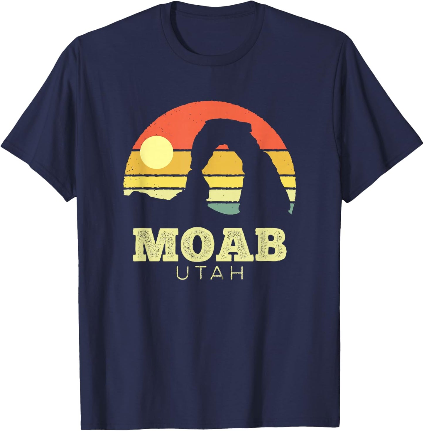 Moab Utah Vintage Sunset Arches Adventure Outdoors T-Shirt - T-Shirt | Navy