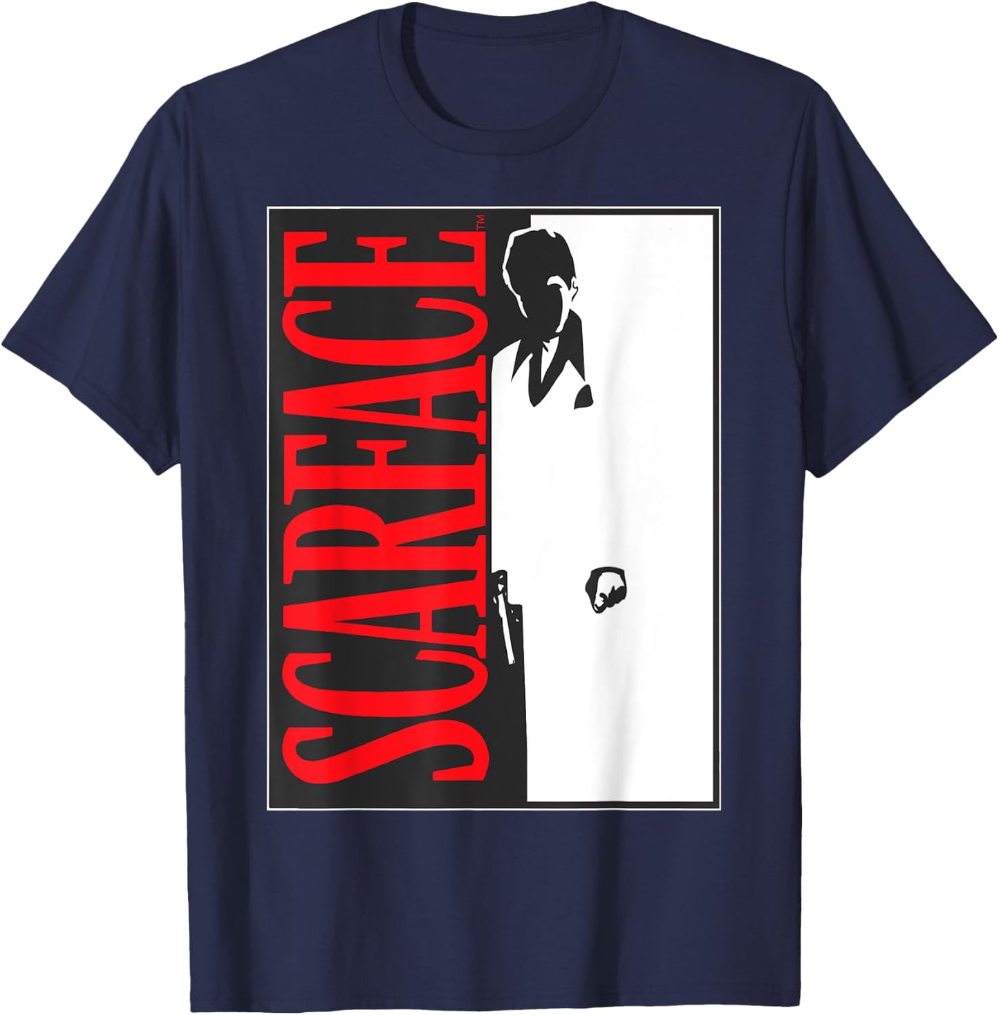 Scarface Black and White Movie Poster Graphic T-Shirt - T-Shirt | Navy