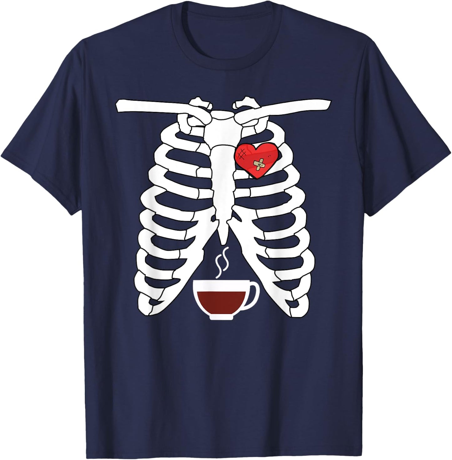 Halloween Skeleton X-Ray Coffee Lovers T-Shirt - T-Shirt | Navy
