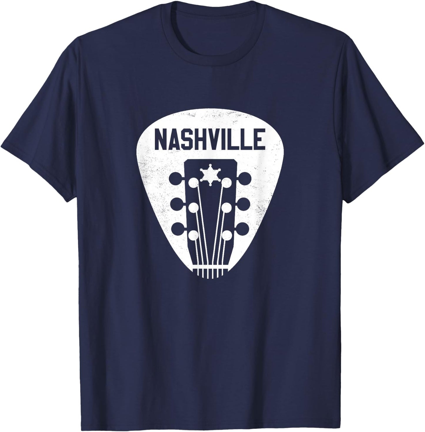 Nashville Guitar Pick Country Music City Guitarist T-Shirt - T-Shirt | Navy