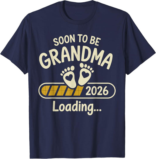 Promoted to Grandma 2026 Grandparents Baby Announcement T-Shirt - T-Shirt | Navy