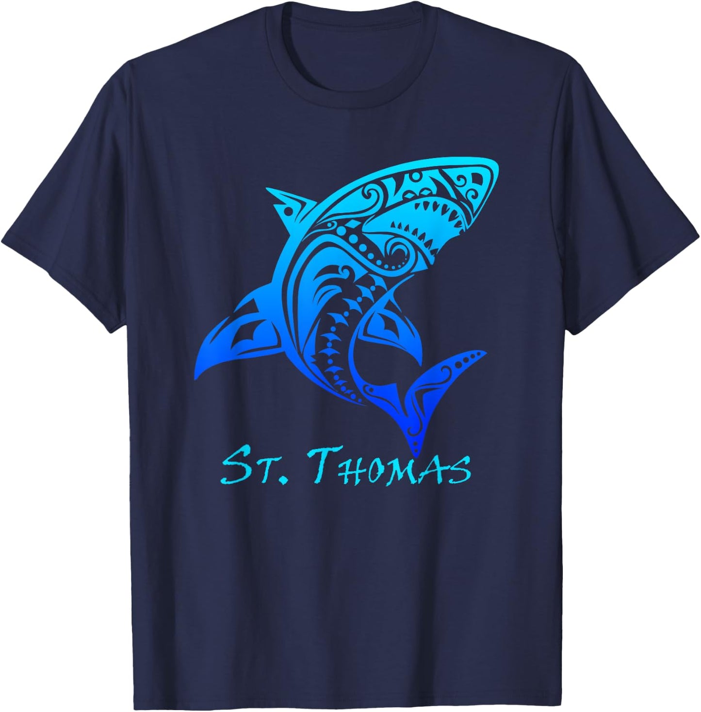 St. Thomas Tribal Shark Polynesian Tattoo Style Vacation T-Shirt - T-Shirt | Navy