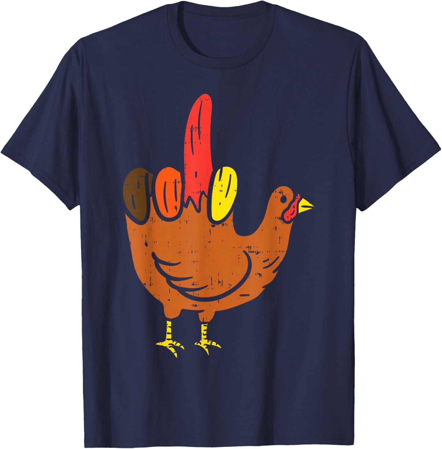 Middle Finger Hand Turkey Funny Offensive Thanksgiving Gift T-Shirt - T-Shirt | Navy