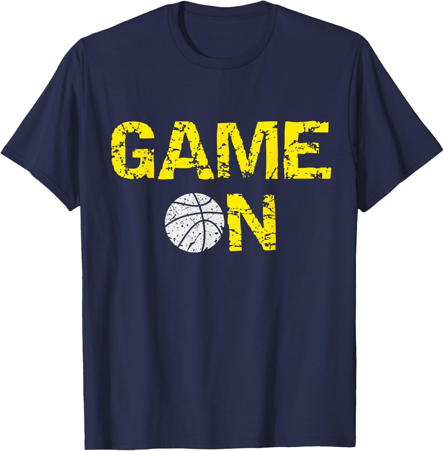 Game On Basketball; Blue Black Yellow Gold Team Colors T-Shirt - T-Shirt | Navy