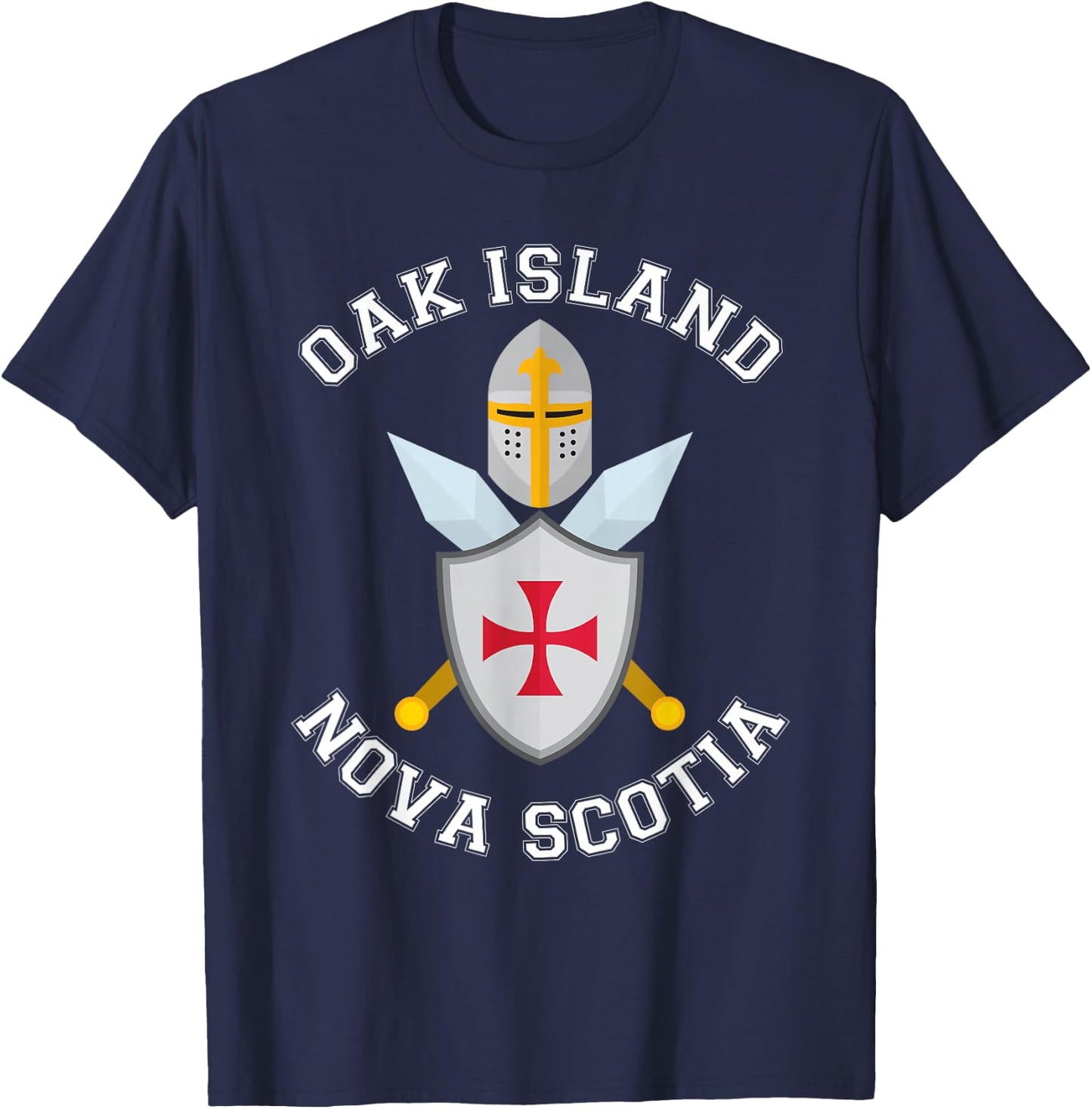 Oak Island Nova Scotia Shield and Helmet T-Shirt - T-Shirt | Navy