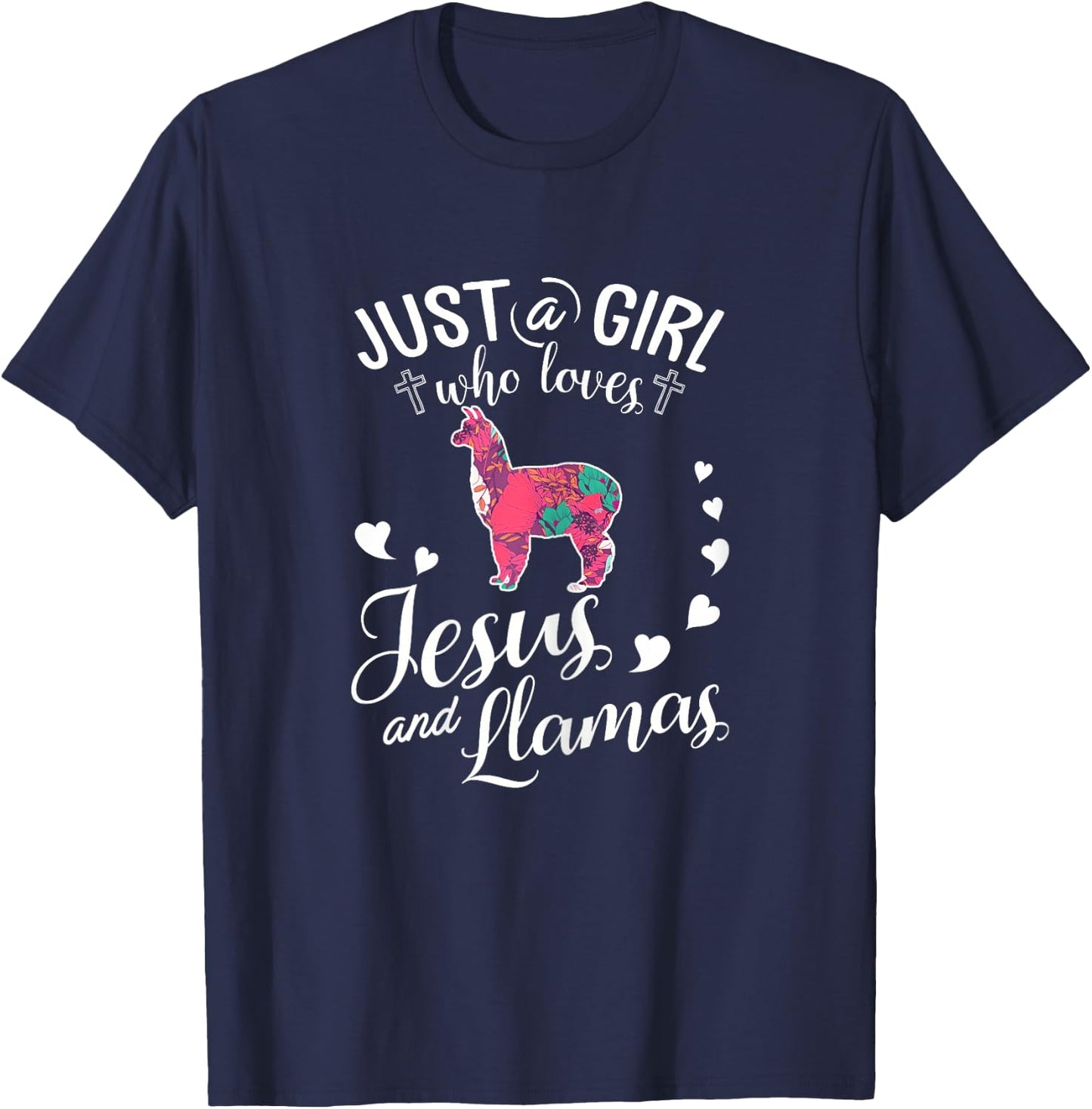 Just A Girl Who Loves Jesus And Llamas T Shirt Farmer Lover T-Shirt - T-Shirt | Navy