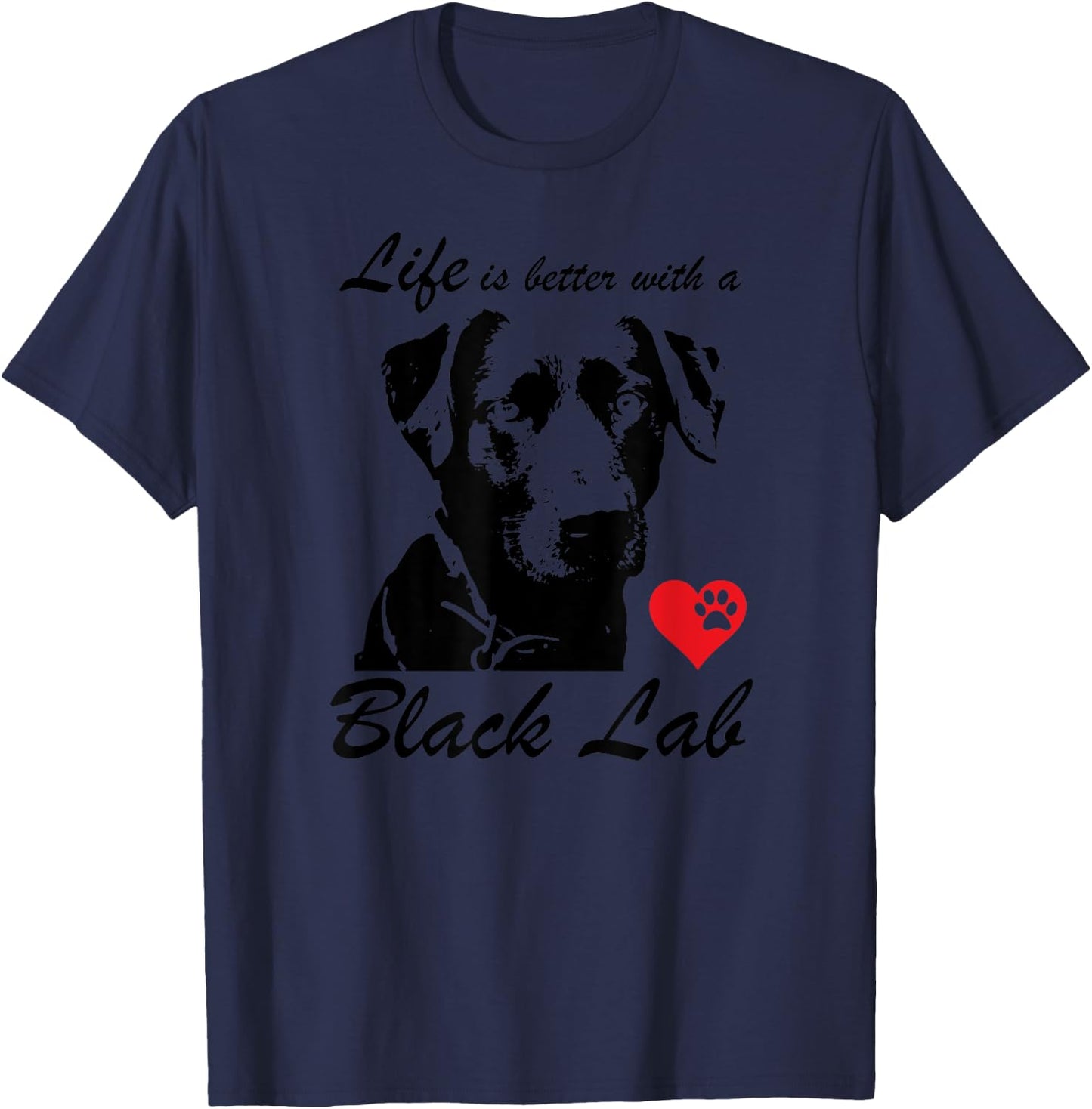 Black Lab Dog Face K9 I Love My Black Lab Dog Lovers Gift Men Women Kids T-Shirt - T-Shirt | Navy