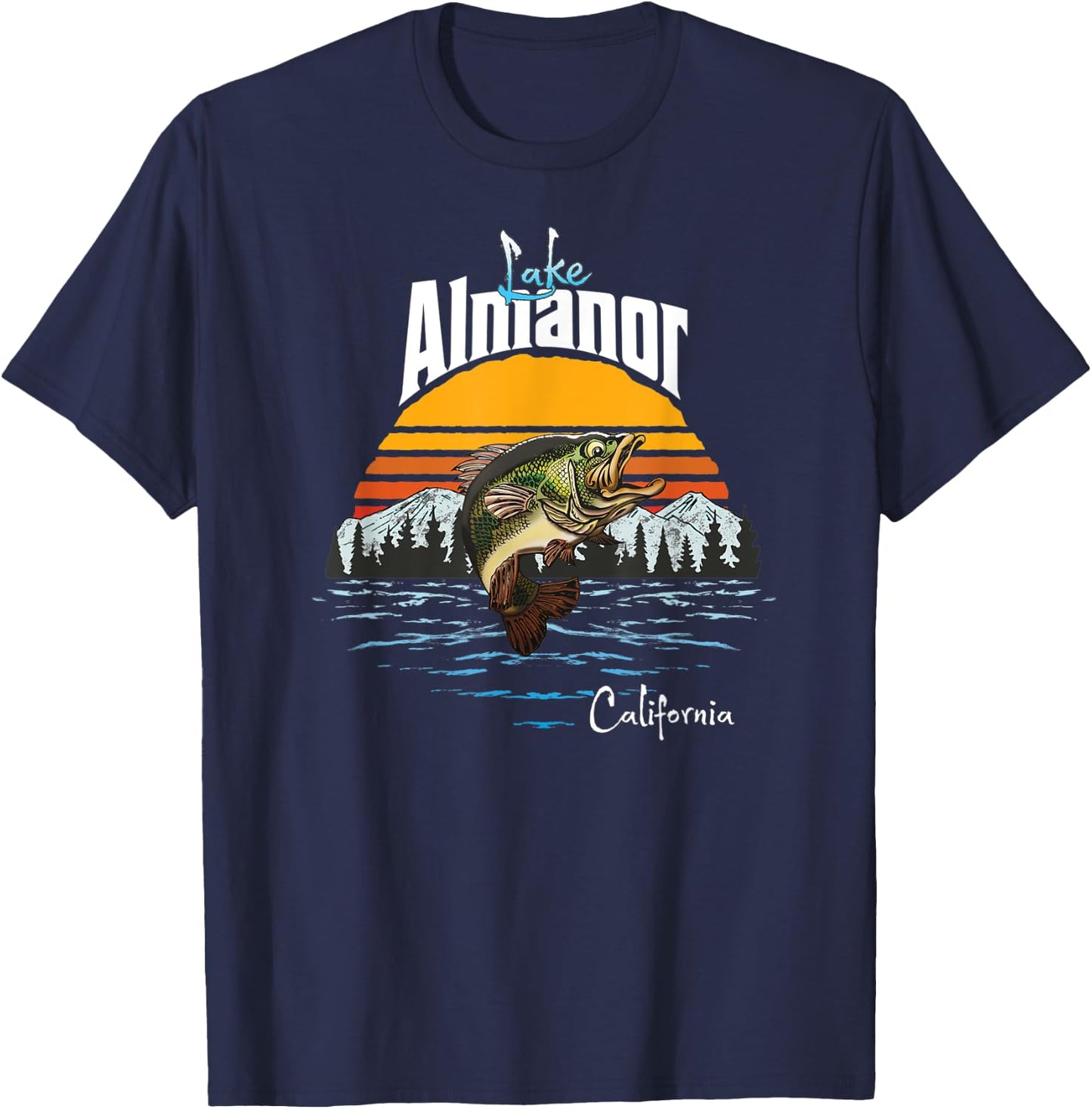 Vintage Lake Almanor California Souvenir T-Shirt - T-Shirt | Navy