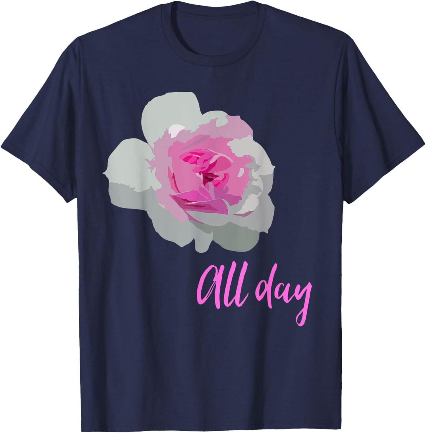Rose All Day - Cute Wine T-Shirt - T-Shirt | Navy