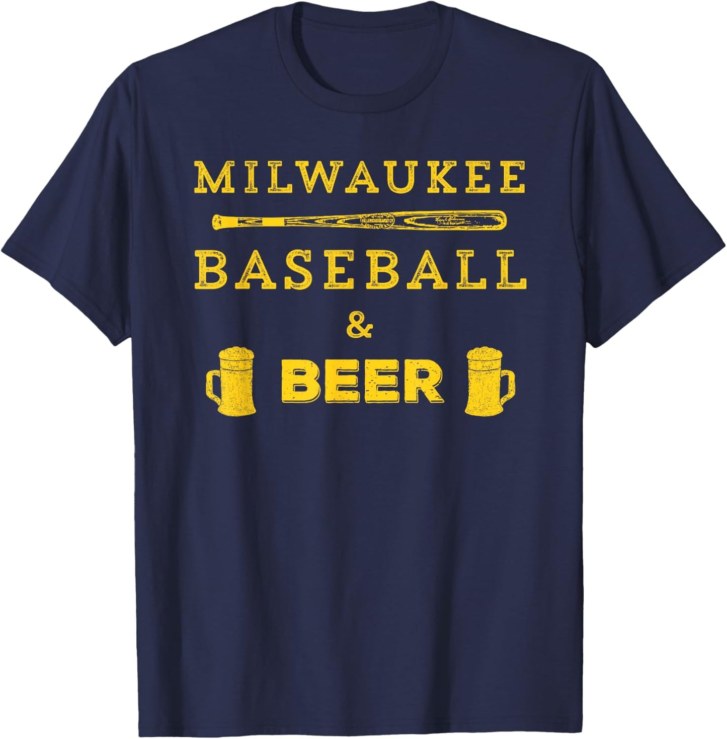 Classic Milwaukee Baseball & Beer Fan Retro T-Shirt - T-Shirt | Navy