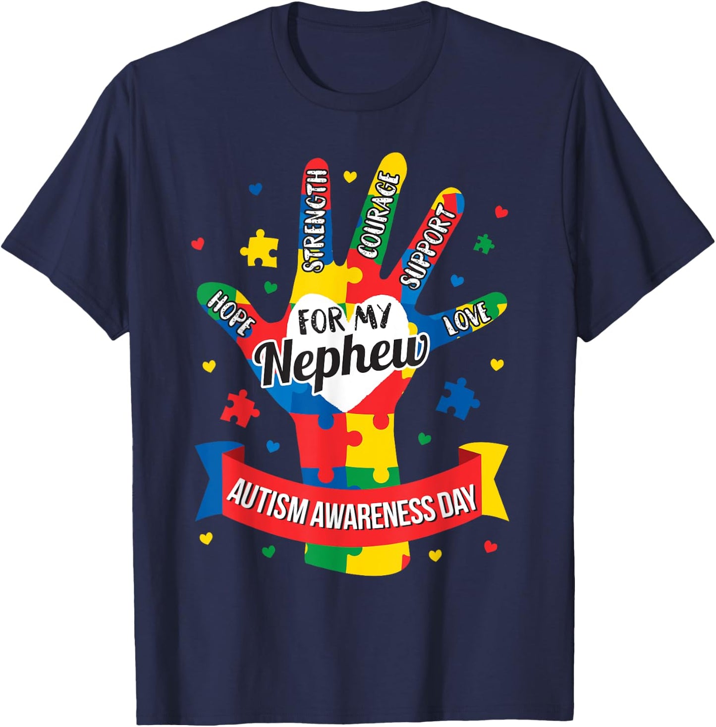 Autism Awareness Shirt Nephew Aunt Uncle Puzzle Boys T-Shirt - T-Shirt | Navy