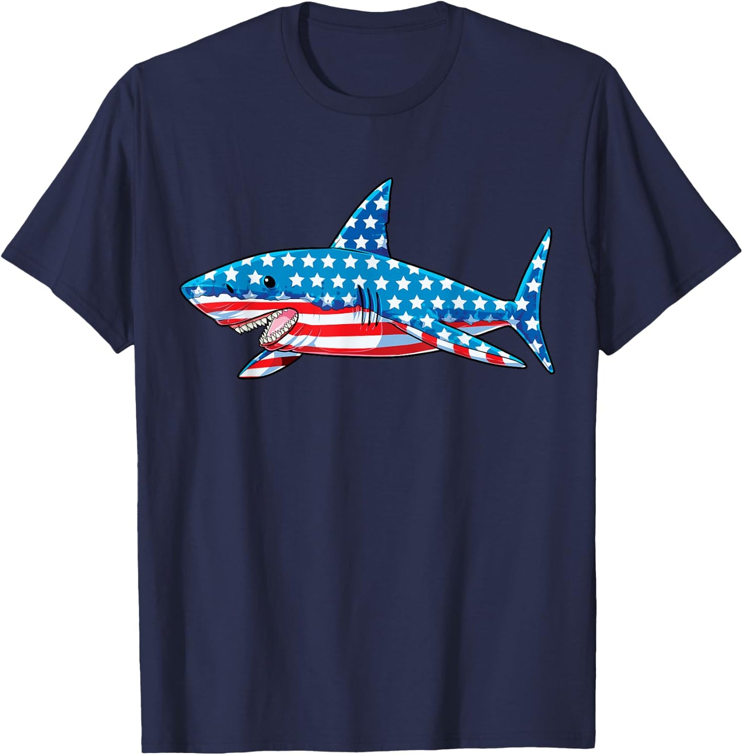 Shark 4th of July American Flag Boys Kids Men Jawsome Youth T-Shirt - T-Shirt | Navy