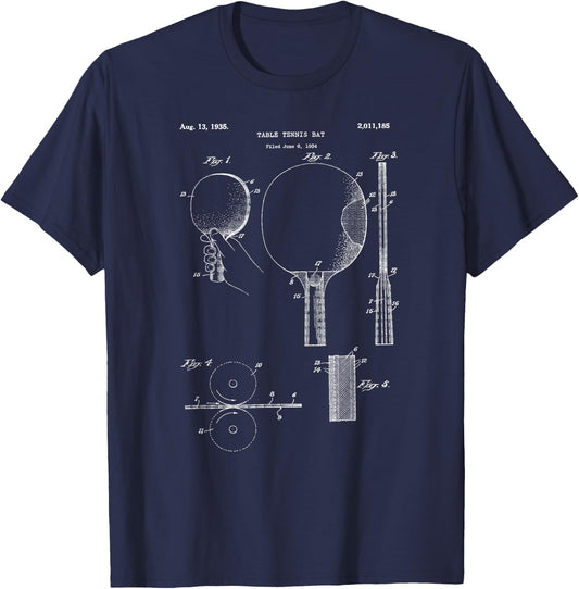 Retro Ping Pong Paddle Shirt - Vintage Table Tennis T-Shirt - T-Shirt | Navy