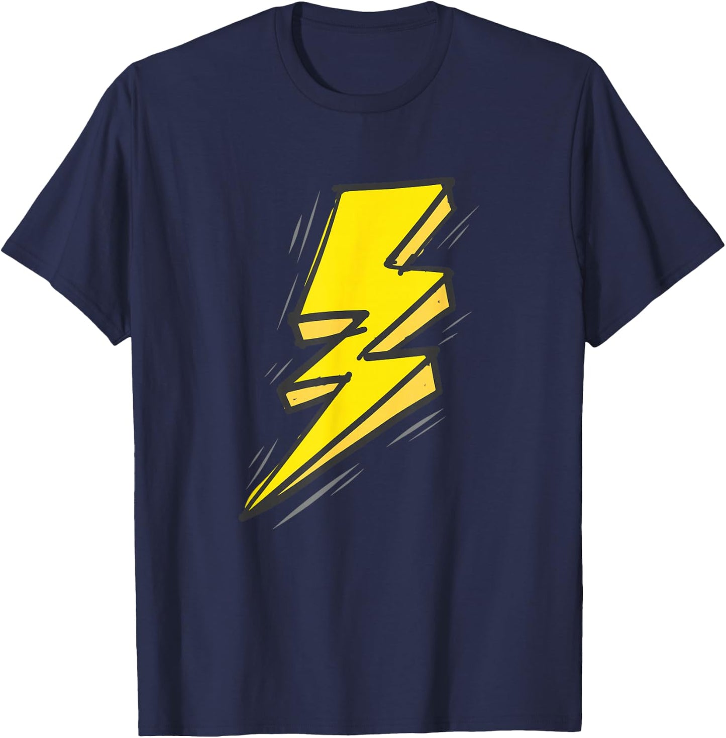 Jagged Yellow Lightning Strike Bolt T-Shirt - T-Shirt | Navy