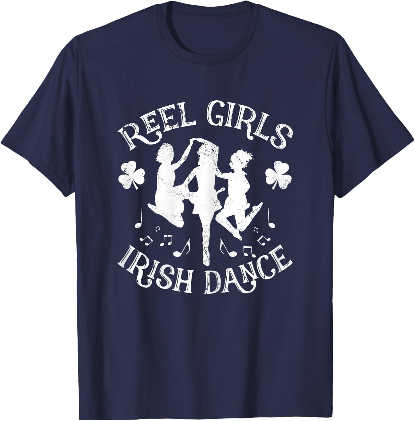 St Patricks Day Reel Girls Irish Dance Green T-Shirt - T-Shirt | Navy
