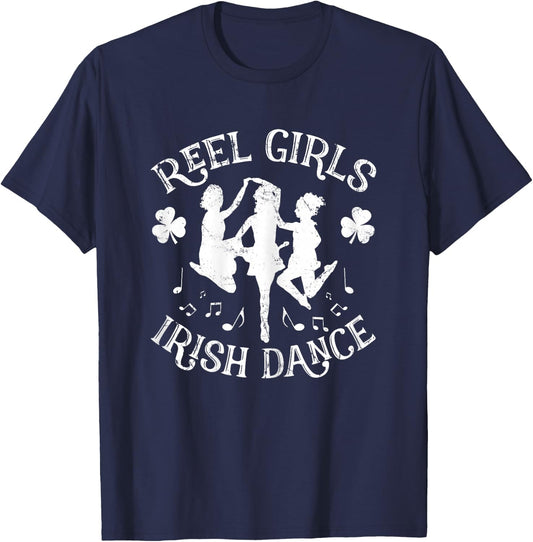 St Patricks Day Reel Girls Irish Dance Green T-Shirt - T-Shirt | Navy