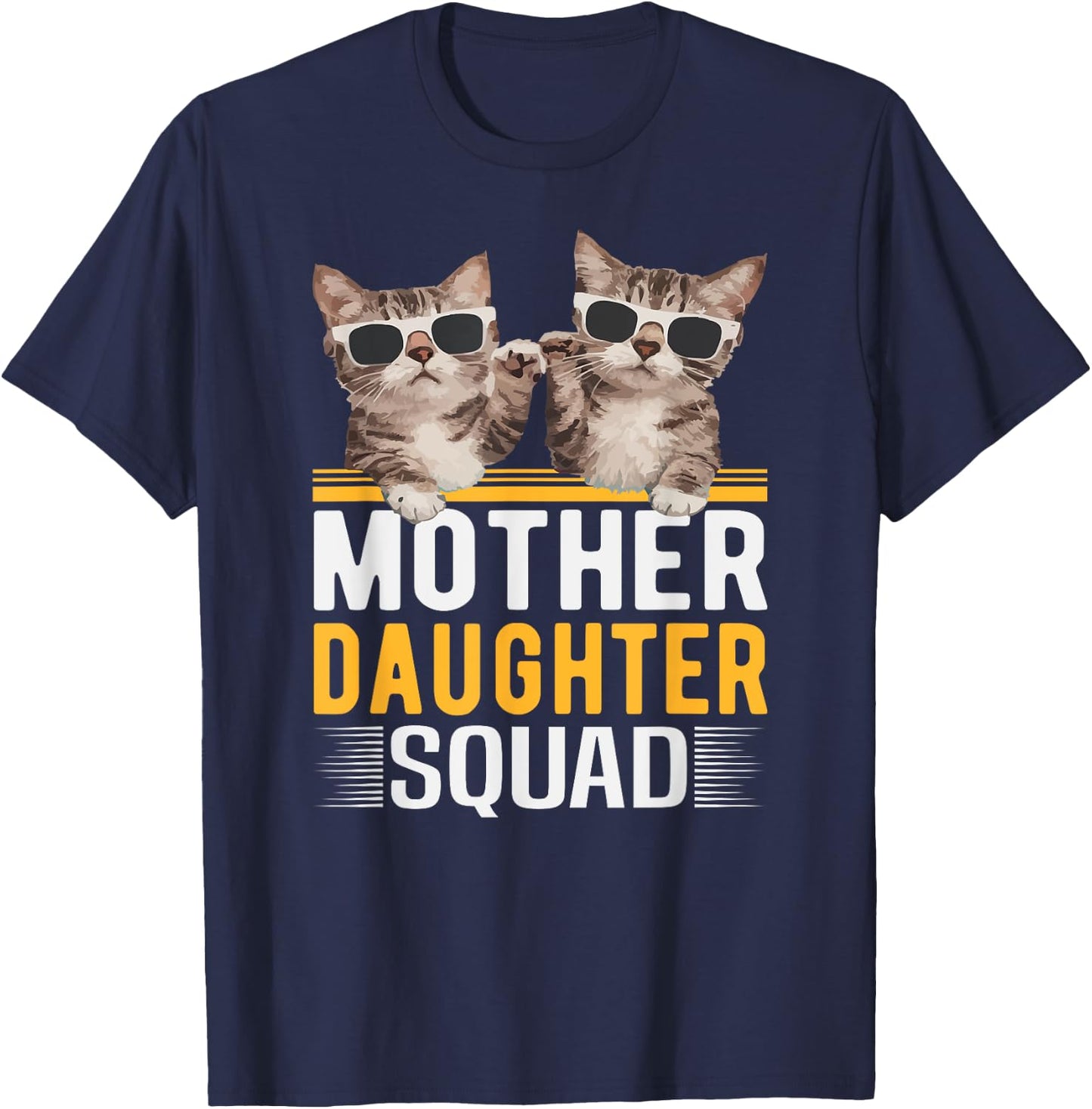 Mother Daughter Squad Cat Fist Bump Matching Men Women Kids T-Shirt - T-Shirt | Navy