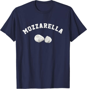 Mozzarella Cheese Funny Food Team Logo English Word Picture T-Shirt - T-Shirt | Navy