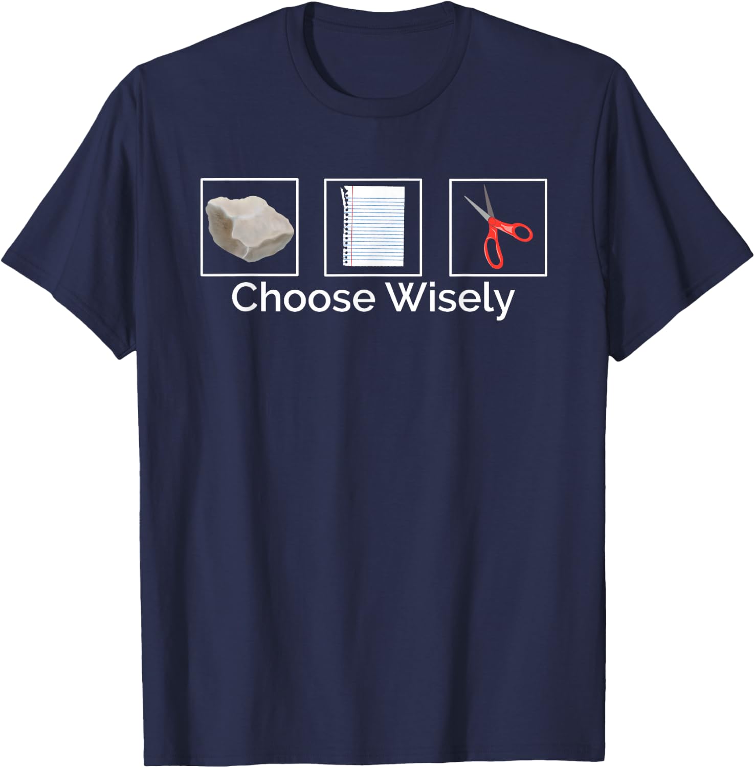 Rock Paper Scissors Choose Wisely T-Shirt - T-Shirt | Navy