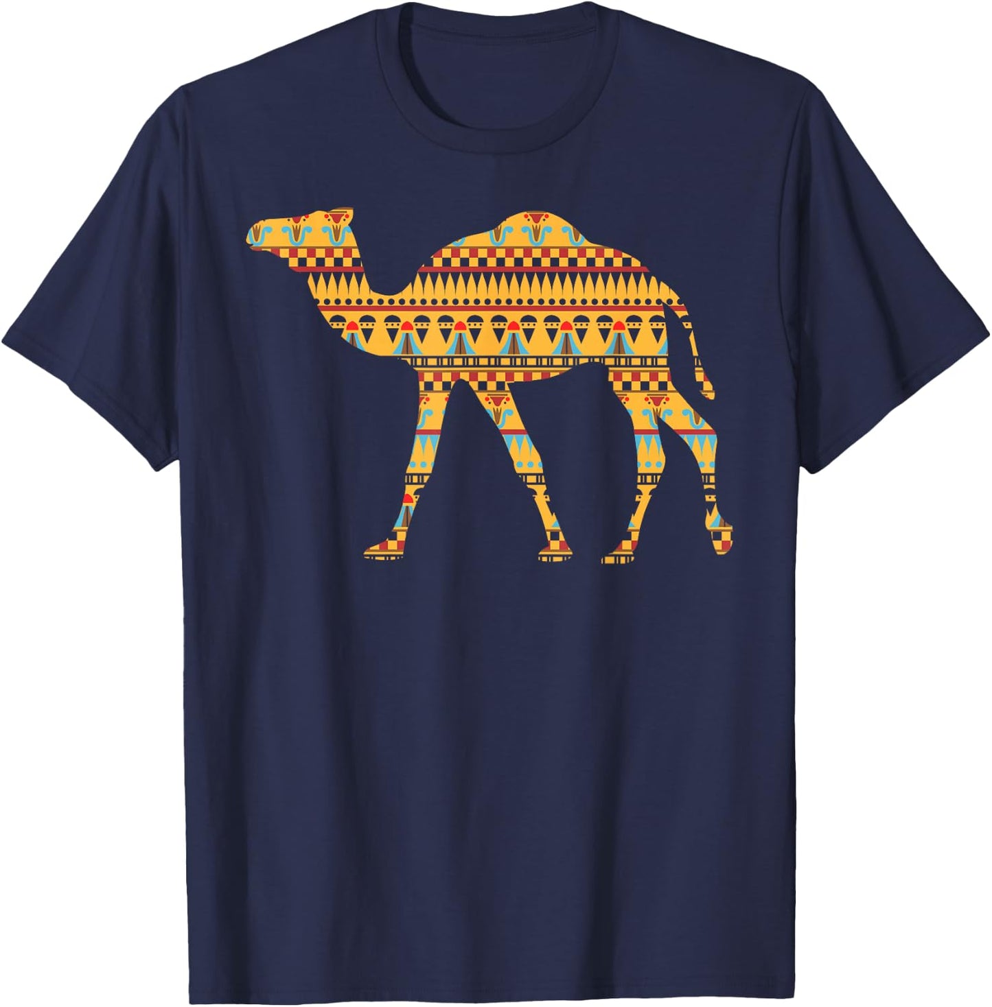 Camel T Shirt Middle Eastern Rug Pattern Women Men Kids T-Shirt - T-Shirt | Navy