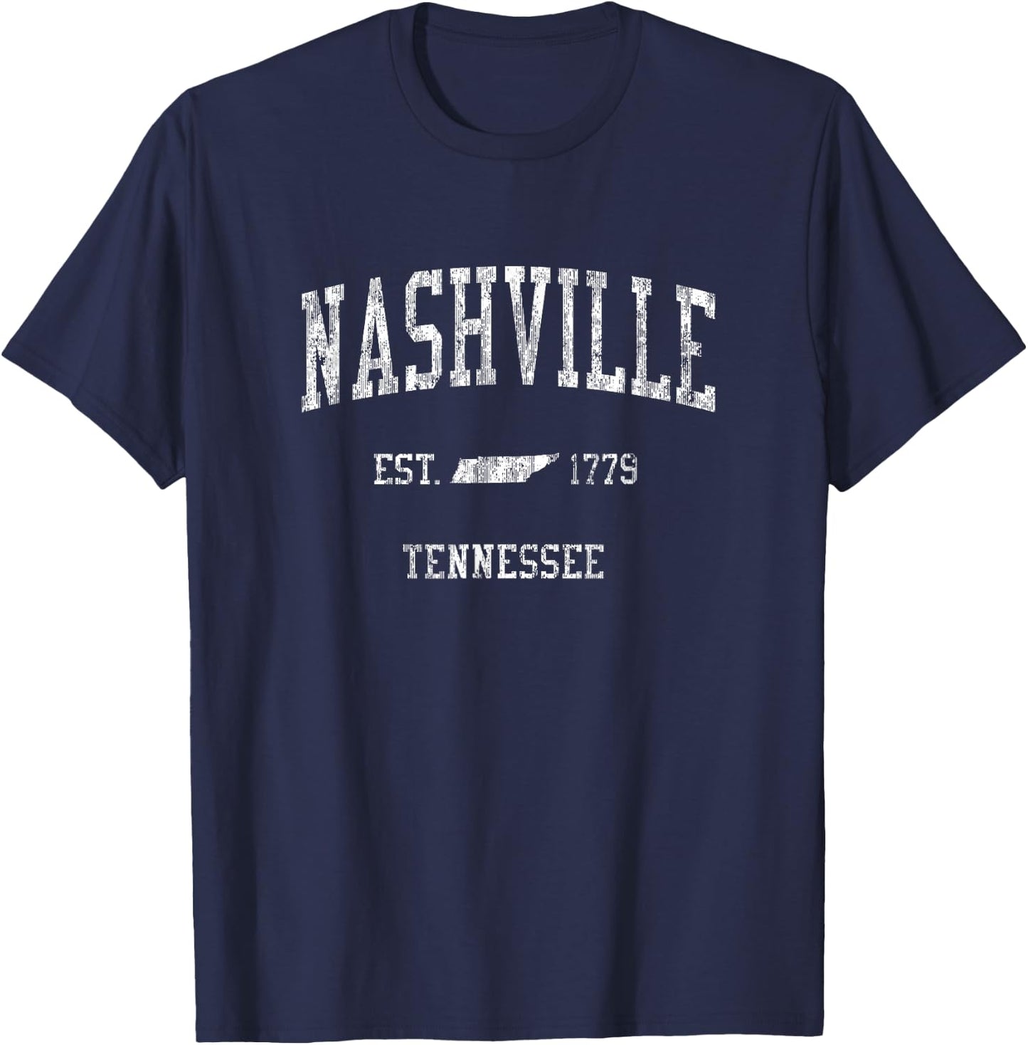 Nashville Tennessee TN Vintage Sports Design T-Shirt - T-Shirt | Navy