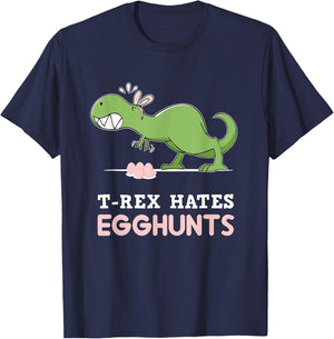 T-Rex Hates Easter Egg Hunts Dinosaur Bunny Rabbit Dino T-Shirt - T-Shirt | Navy