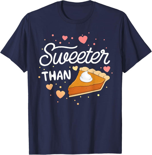 Sweeter Than Pumpkin Pie Halloween SHIRT Kids Thanksgiving T-Shirt - T-Shirt | Navy