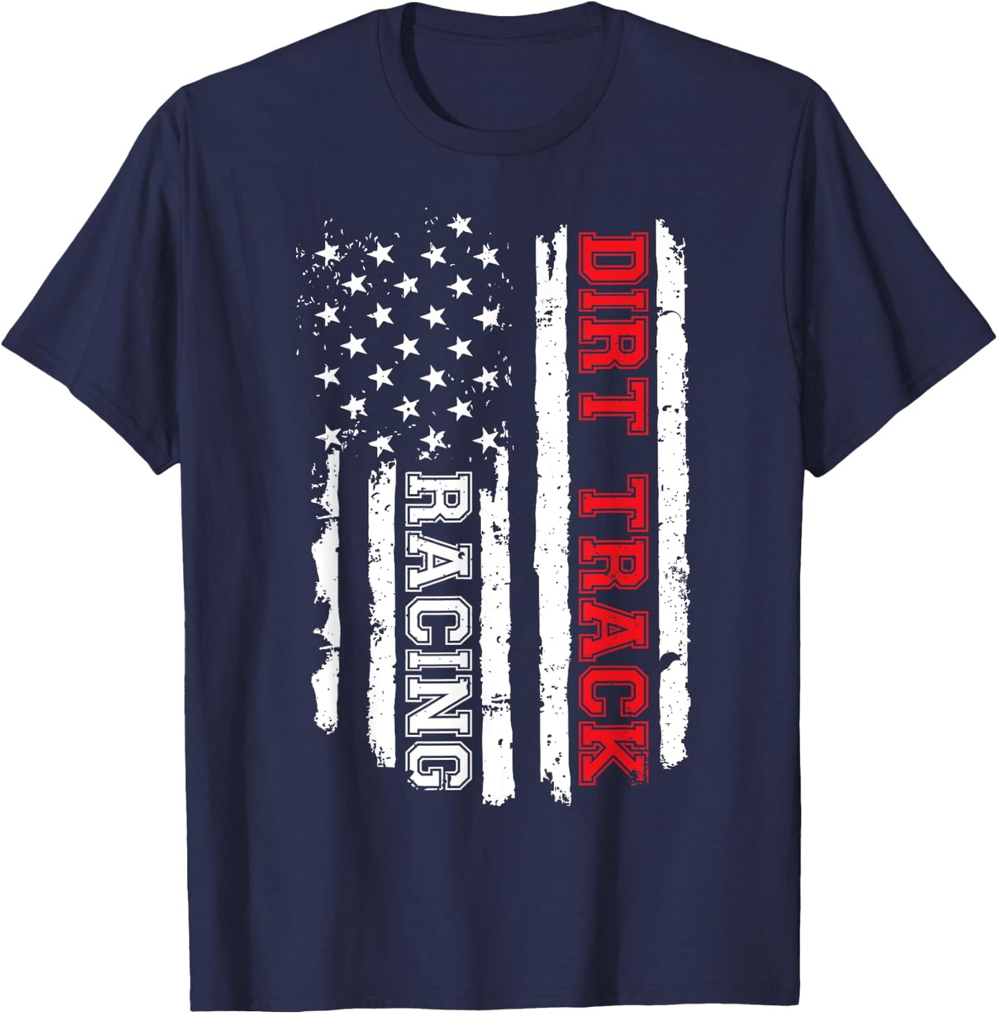 Dirt Track Racing American Flag T-Shirt - T-Shirt | Navy