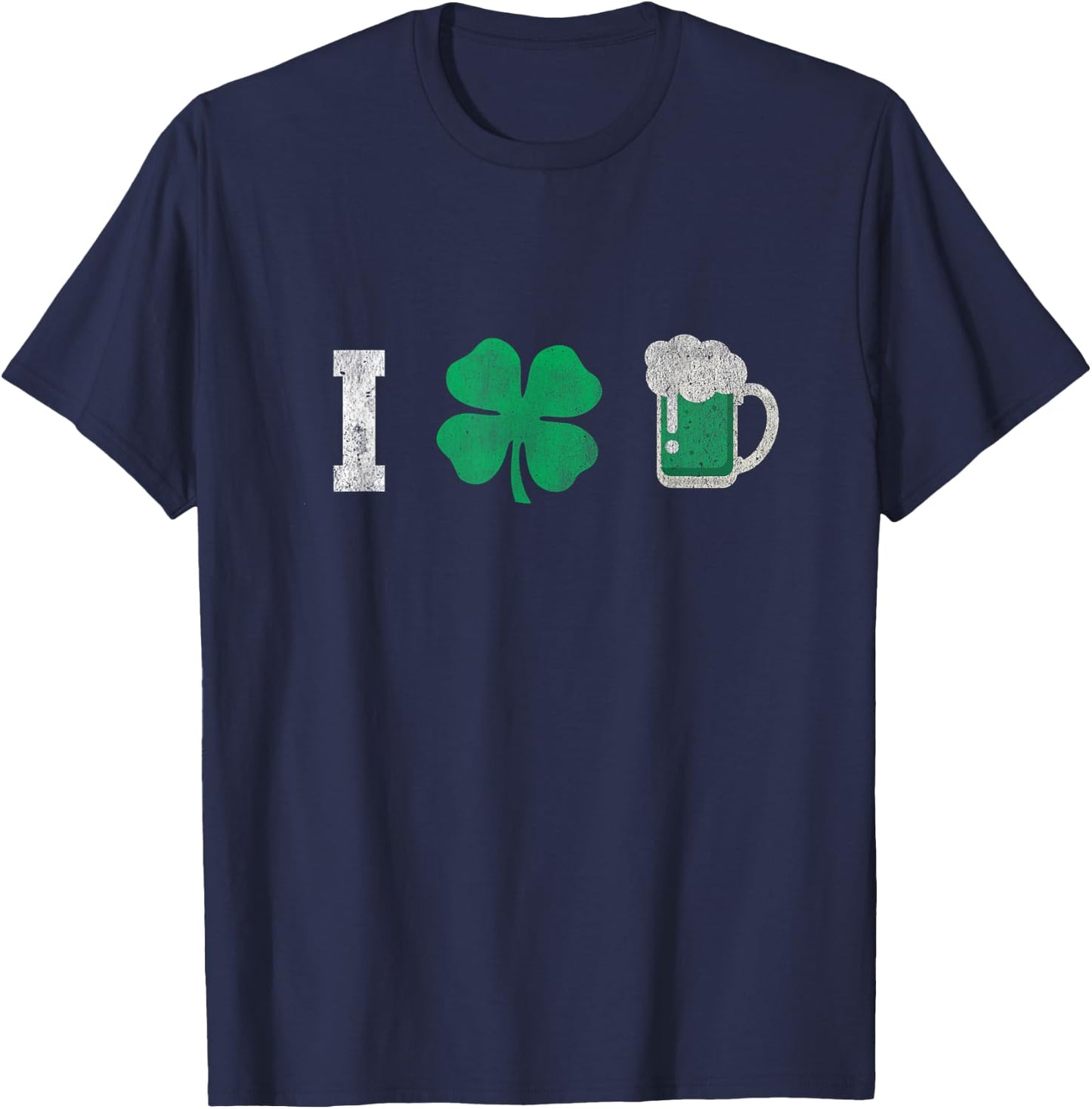 Cute I Love Green Beer St Patrick's Day Shamrock T-Shirt - T-Shirt | Navy