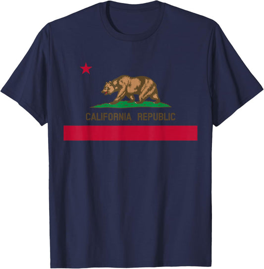 California Republic Flag Patriotic State Travel USA T-Shirt - T-Shirt | Navy