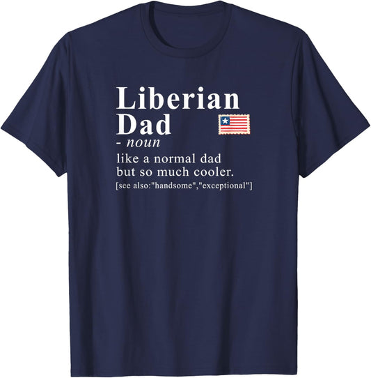 Liberian Dad Dictionary Style Entry Flag Pride T-Shirt - T-Shirt | Navy